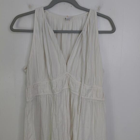 Old Navy Dress Womens L White Tiered Babydoll Beachy Travel Resort Vacation - Picture 3 of 9